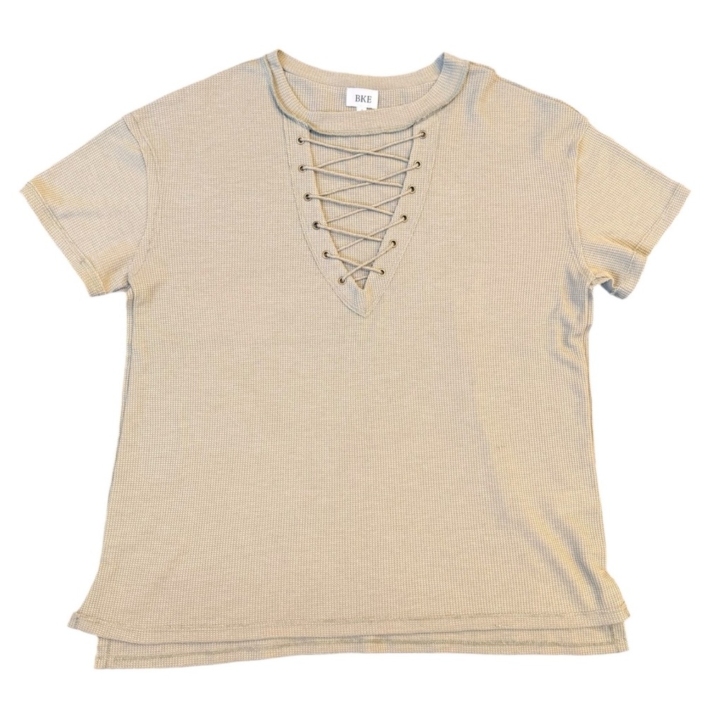 BKE Women's Sage Green Lace-Up Top Small